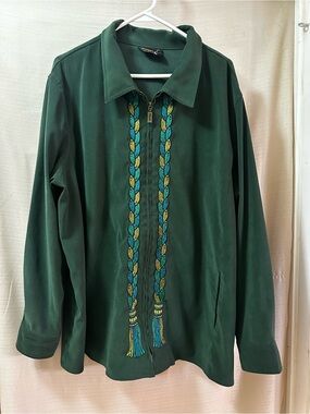 Vintage 90s Bob Mackie Wearable Art Embroidered Zip Front Jacket Oversized